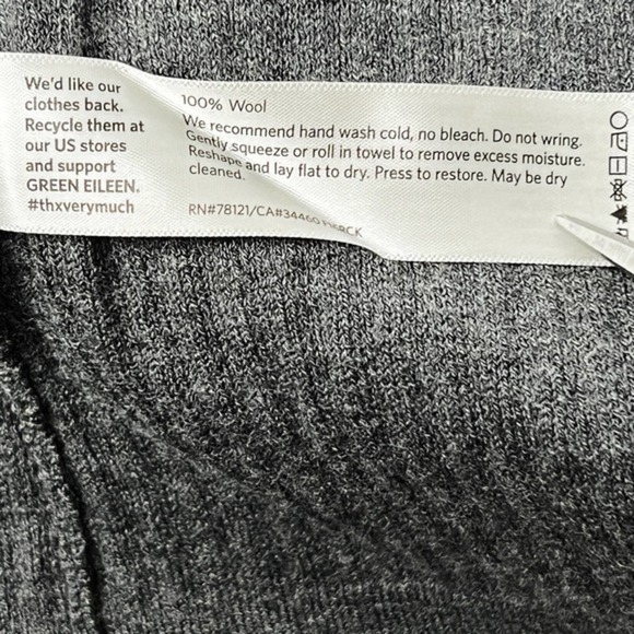 Eileen Fisher Long Cardigan Wool‎ Crepe Rib Pockets Size Large - Picture 7 of 7